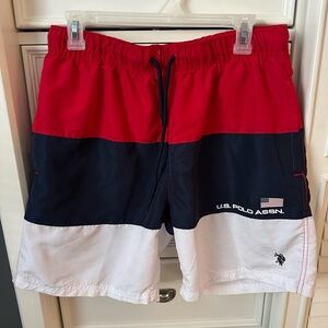 NWOT U.S. Polo Assn. Men's Tricolor Swim Trunks  Size Large